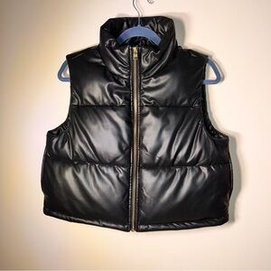 Marc New York Women’s Faux Leather Puffer Vest Black. Size PS Like New!